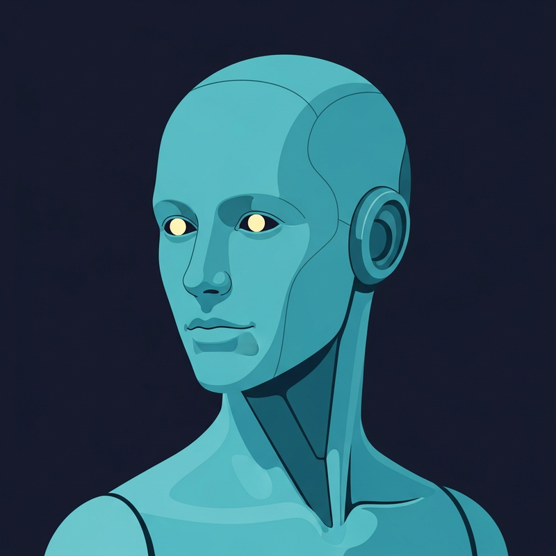 Theo Park — minimalist teal robot host avatar